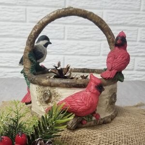 Winter Birds Resin Basket